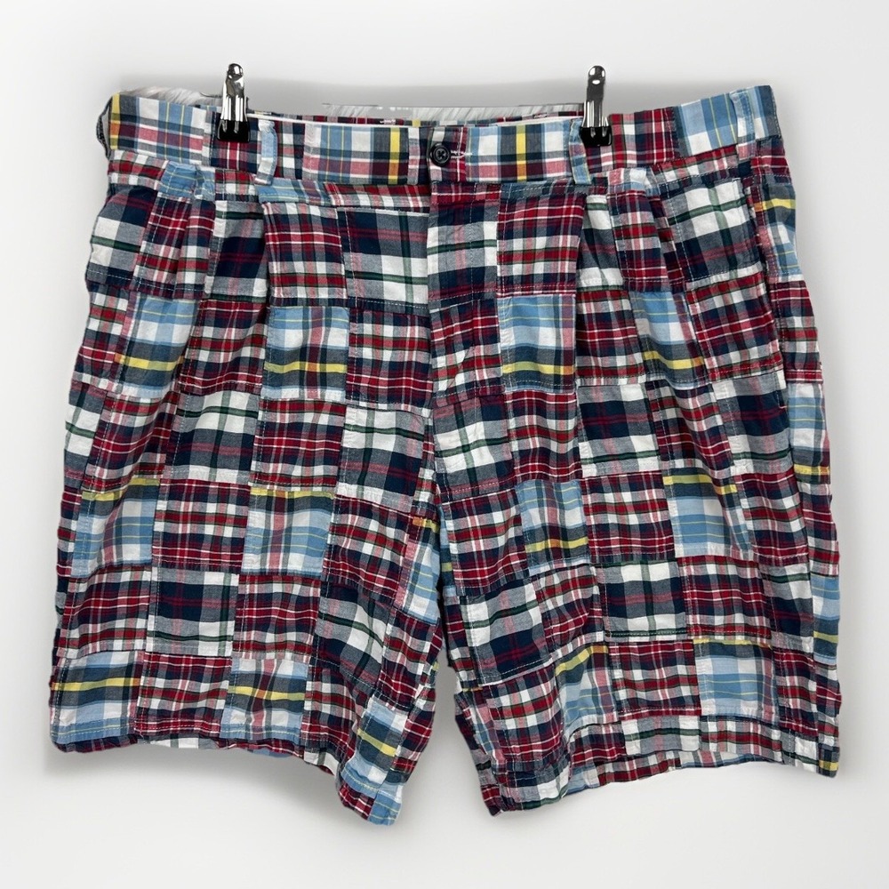 Jos A Bank Indian Madras‎ Shorts Colorful Patchwork Plaid Preppy 9" Vacation